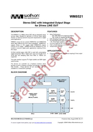 WM8521HCGED/RV datasheet  